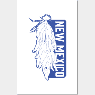 New Mexico Chile Ristra in Blue Posters and Art